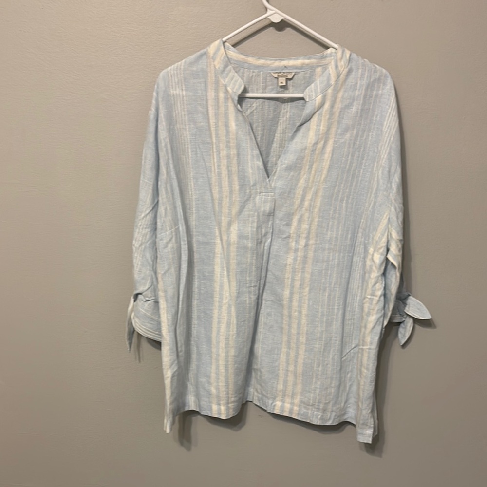 Monsoon (linen blend)  Light Blue Striped Women's Top